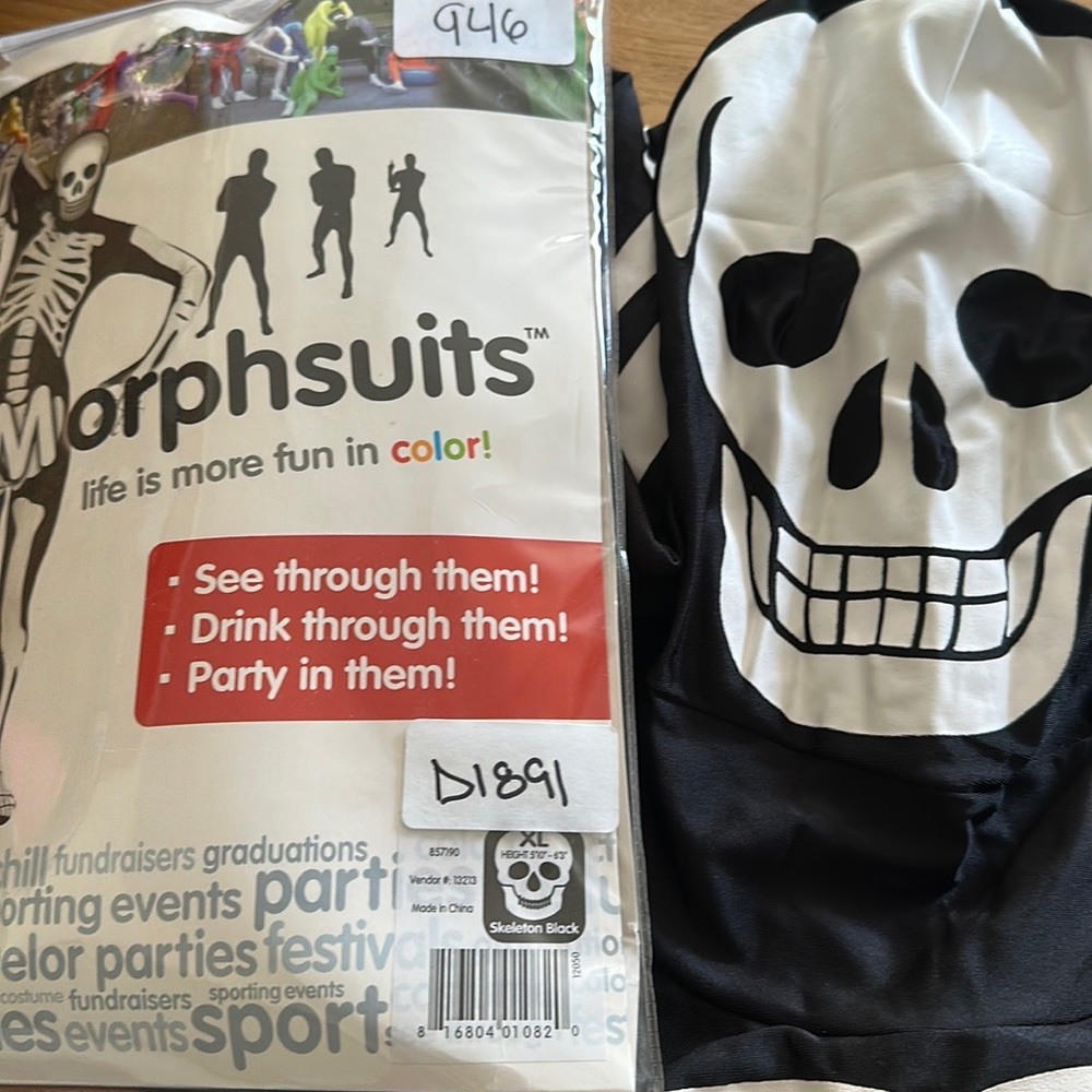 Morph suit black skeleton XL